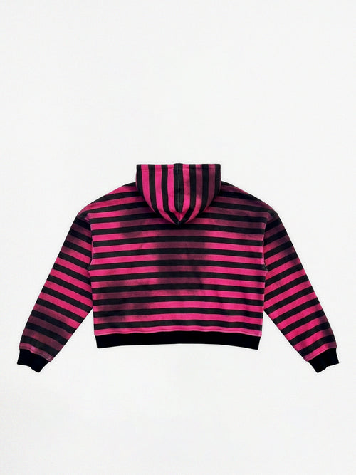 BLACK & PINK STRIPPED ZIP-HOODIE